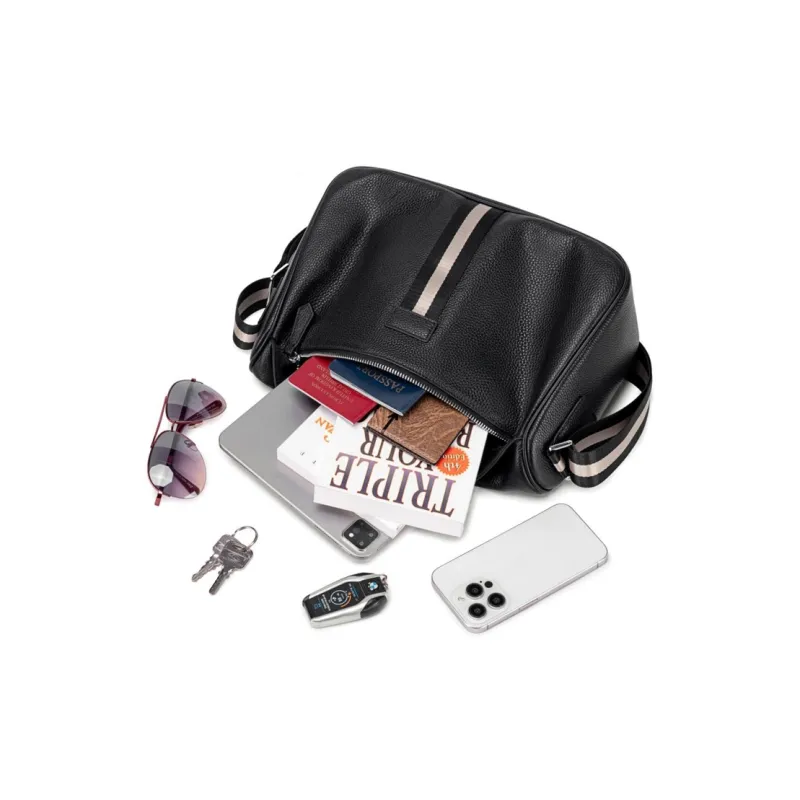 BJIAX Top Grain Cow Leather Genuine Leather Korean Style Shoulder Bag Design Crossbody Bag Regular Men's Black-6