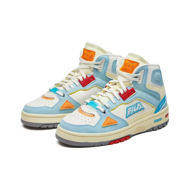FILA FUSION Teratach Vintage Basketball Shoes Women's Mid Top Same Temperature Blue/Snow-2