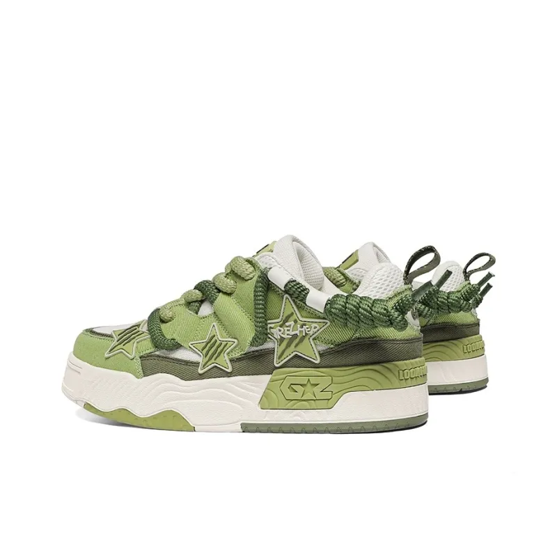 GREZHER Cushioning Abrasion Resistant Lightweight Low Top Fabric Star Skateboard Shoes Unisex Avocado Green-2