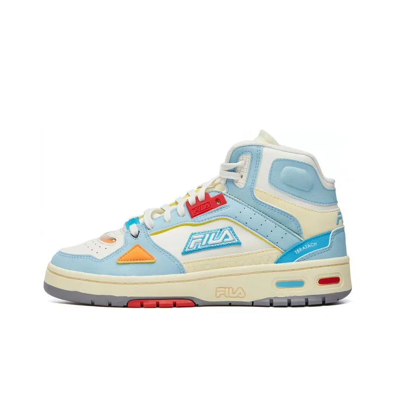 FILA FUSION Teratach Vintage Basketball Shoes Women's Mid Top Same Temperature Blue/Snow-0