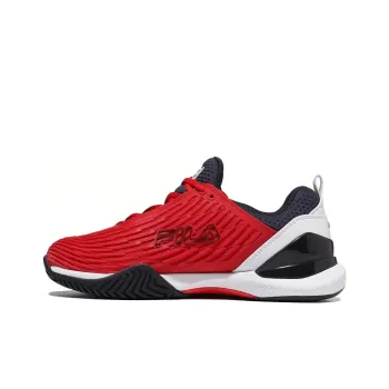 FILA Cushioned Slip-Resistant Breathable Low-Top Tennis Shoes Unisex Red White Black