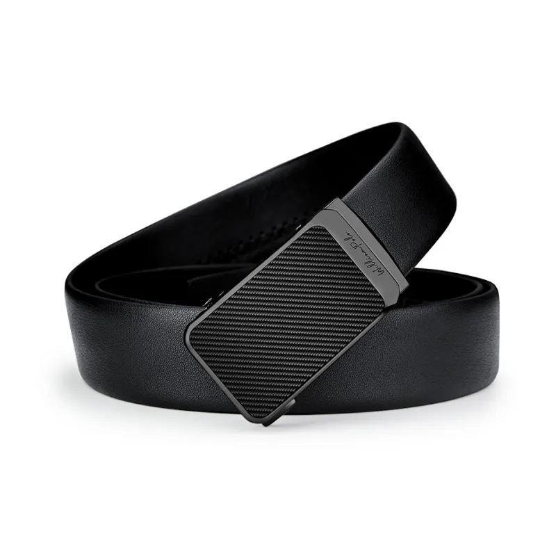 WilliamPOLO Top Grain Cow Leather Leather Belts Men's Gunmetal Width 3.5CM-1