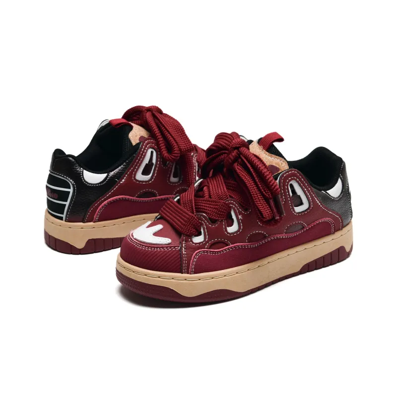 ABCIO Low Top Skateboard Shoes Women's Burgundy-5