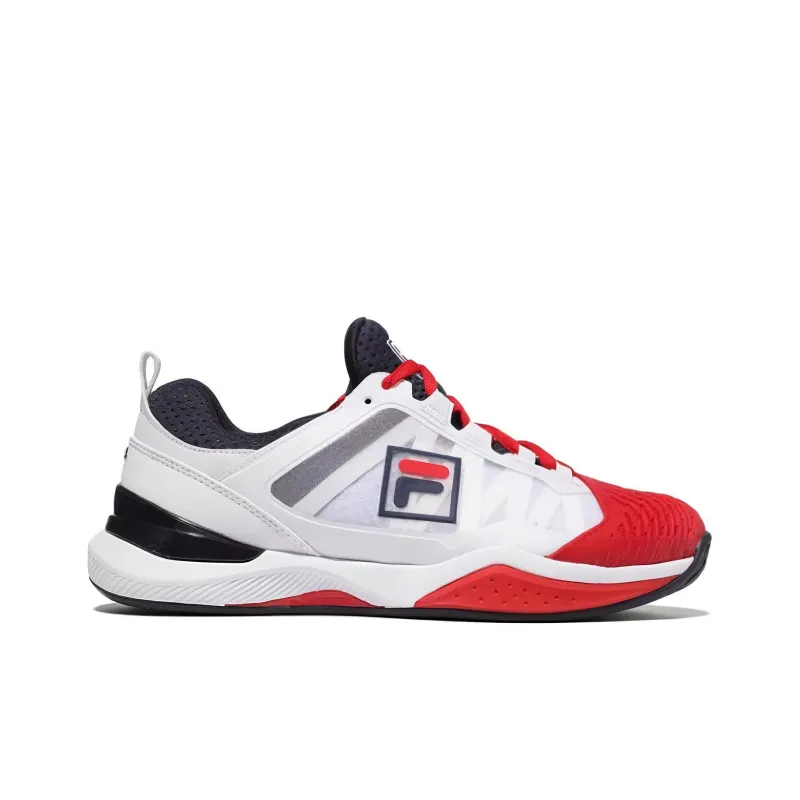 FILA Cushioned Slip Resistant Breathable Low Top Tennis Shoes Unisex Red White Black-1