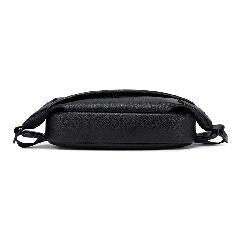 BJIAX Cow Leather Crossbody Bag One Shoulder Bag Fanny Pack Sling Bag Small Size Men's Black-4