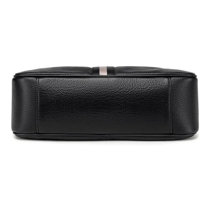 BJIAX Top Grain Cow Leather Genuine Leather Korean Style Shoulder Bag Design Crossbody Bag Regular Men's Black-3