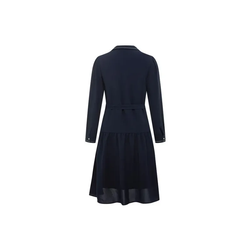 JZ. ANNAKRO Long Sleeved Dress Women's Dark Blue-1