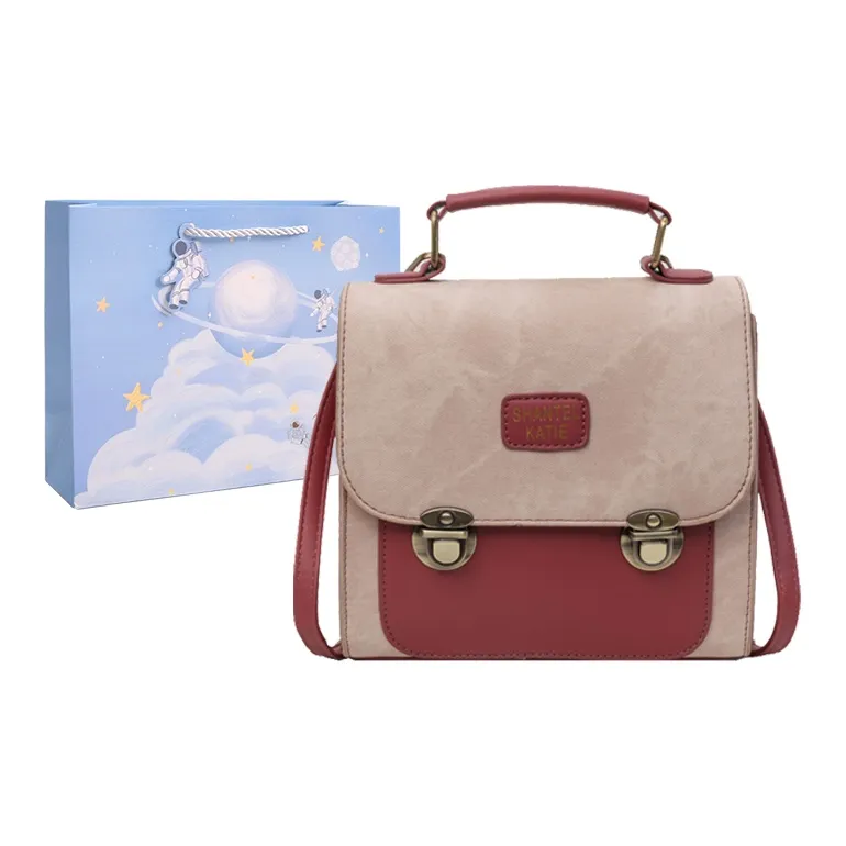 Duoluplo Doron Paul PU Backpack Regular Women's Dark Tea, Pink, Beige, Blue-4