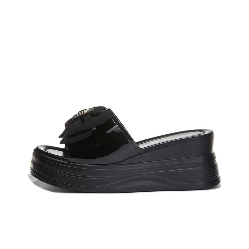 POOQ Slide Slippers Women's Black/Beige