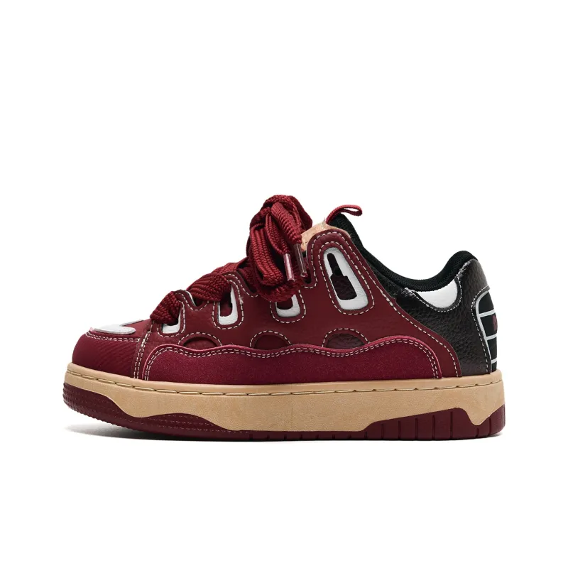 ABCIO Low Top Skateboard Shoes Women's Burgundy-0