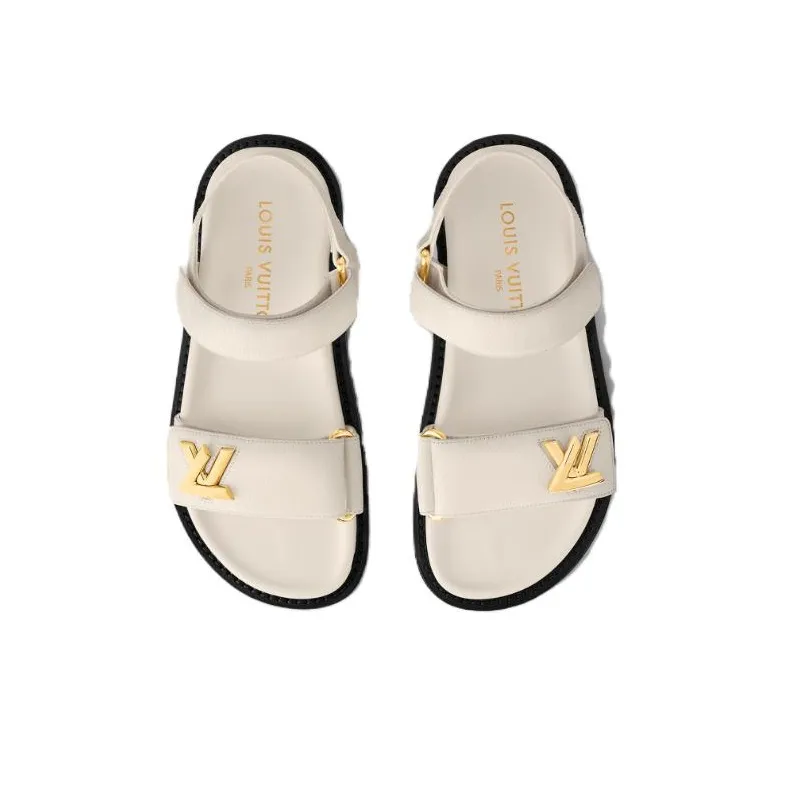 LOUIS VUITTON Sunset One Strap Sandals Women's Beige-3