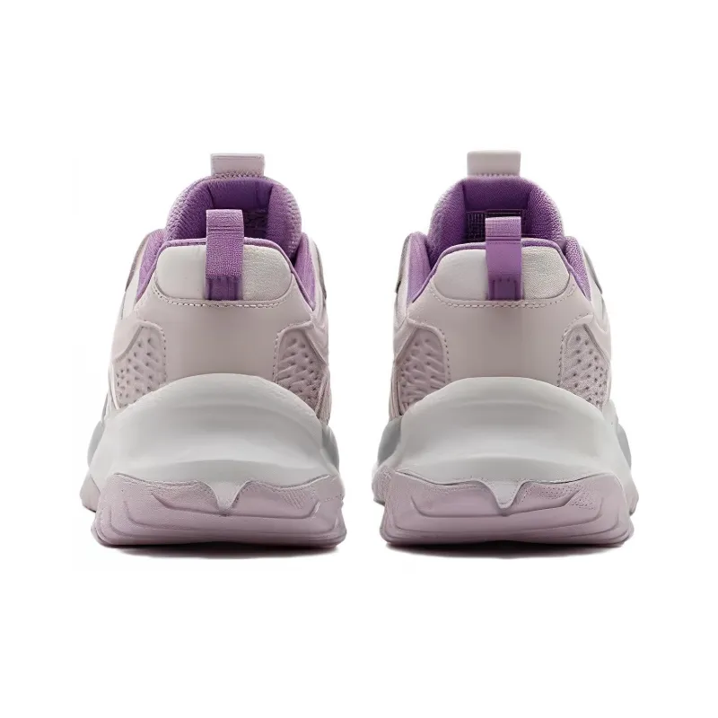 Skechers Cushioning, Wear Resistant Low Top Chunky Sneakers Women's White Purple-4