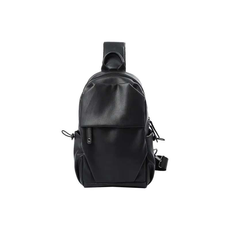 MOYYI PVC Sling Bag Crossbody Bag Shoulder Bag Large Size Men's Black-1