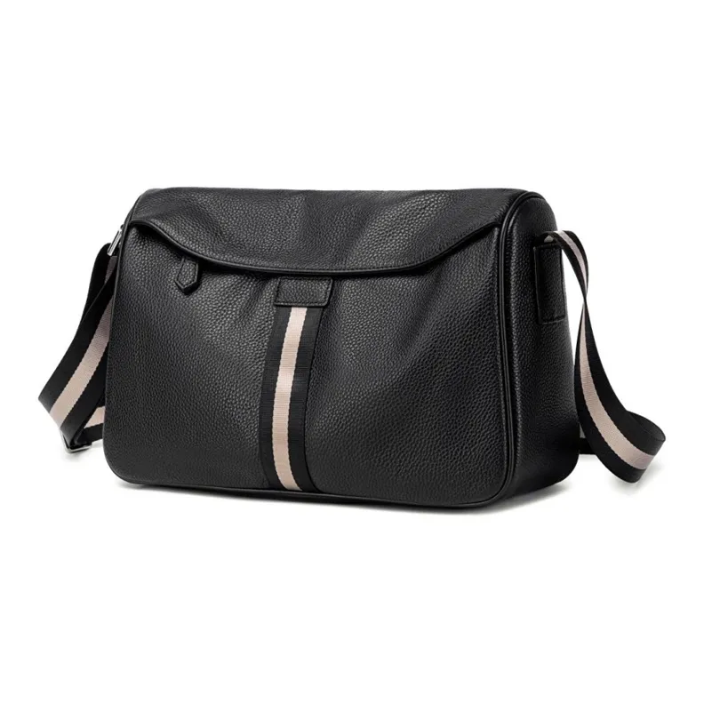 BJIAX Top Grain Cow Leather Genuine Leather Korean Style Shoulder Bag Design Crossbody Bag Regular Men's Black-0