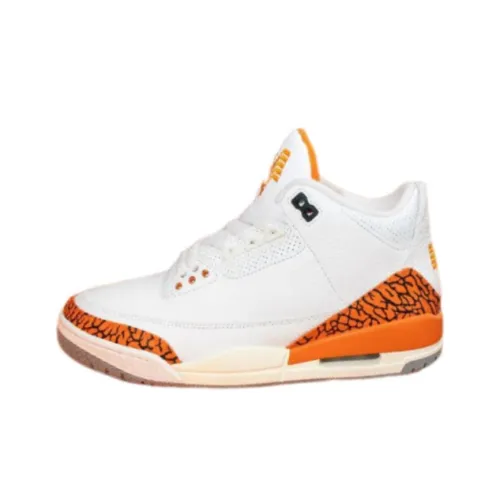 Jordan Air Official jordan 3 Durable Breathable Mid Top Vintage Basketball Shoes Men's White Orange