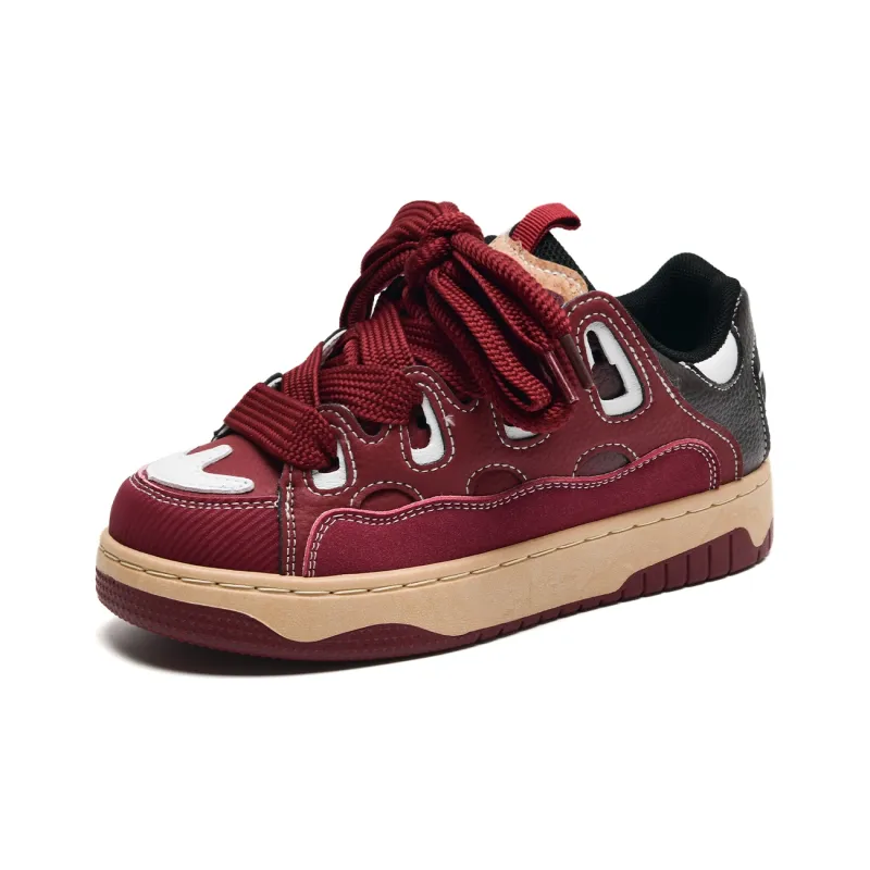 ABCIO Low Top Skateboard Shoes Women's Burgundy-3