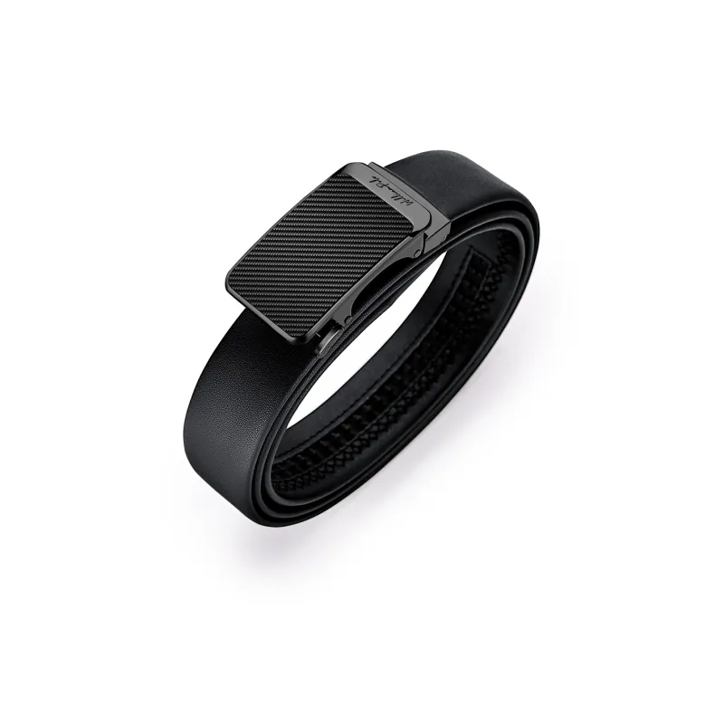 WilliamPOLO Top Grain Cow Leather Leather Belts Men's Gunmetal Width 3.5CM-3