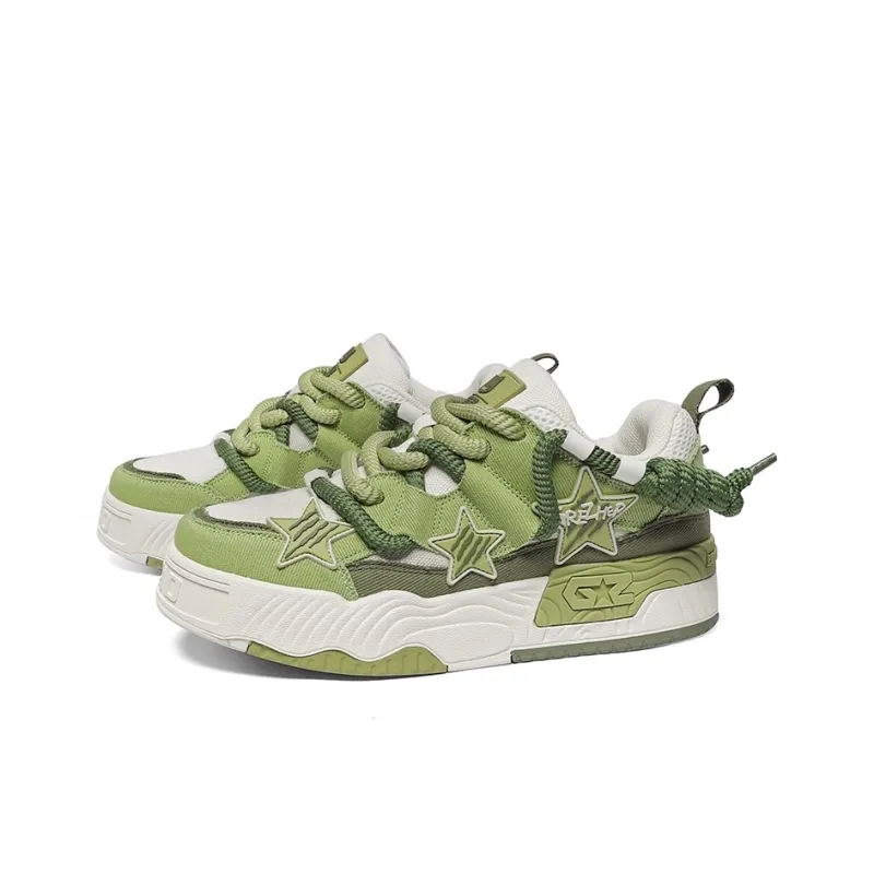 GREZHER Cushioning Abrasion Resistant Lightweight Low Top Fabric Star Skateboard Shoes Unisex Avocado Green-1