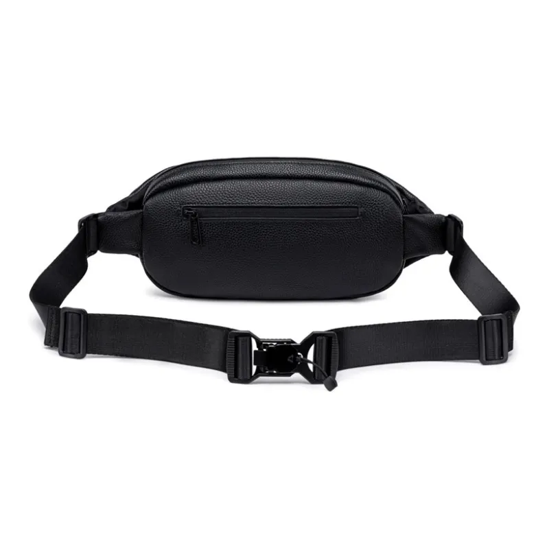 BJIAX Cow Leather Crossbody Bag One Shoulder Bag Fanny Pack Sling Bag Small Size Men's Black-5