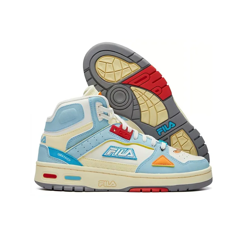 FILA FUSION Teratach Vintage Basketball Shoes Women's Mid Top Same Temperature Blue/Snow-5