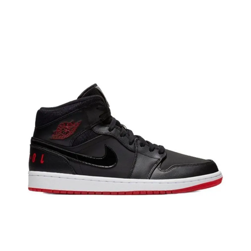 Jordan 1 Mid Black University Red-1