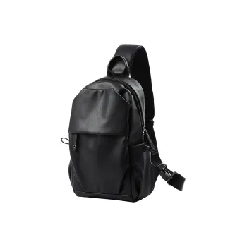 MOYYI PVC Sling Bag Crossbody Bag Shoulder Bag Large Size Men's Black