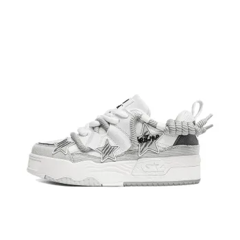 GREZHER Cushioning Low Top Fabric Star Skateboard Shoes Unisex White Gray