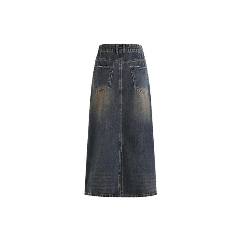 Concubine Zhu Denim Long Skirt Women's Concrete Gray-1