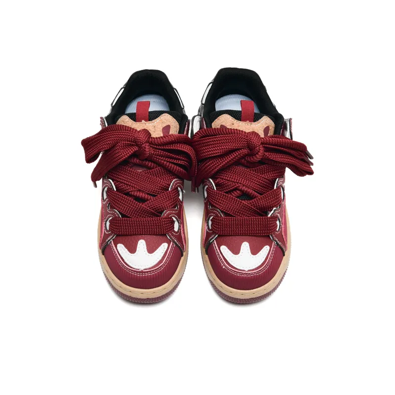 ABCIO Low Top Skateboard Shoes Women's Burgundy-4