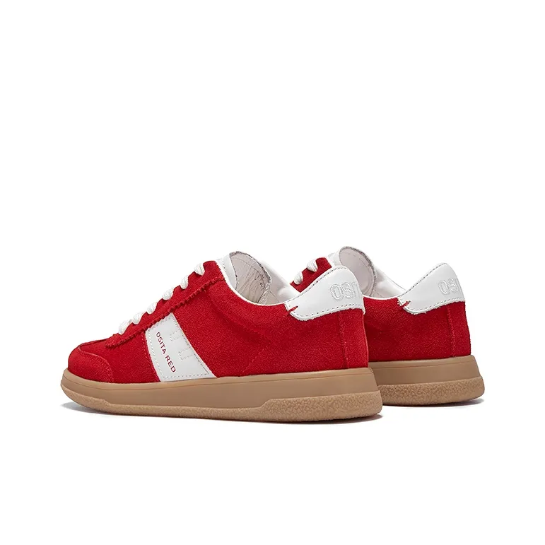 OSITA RED Anti Slip Wear Resistant Low Top Skateboard Shoes Women's Red-6