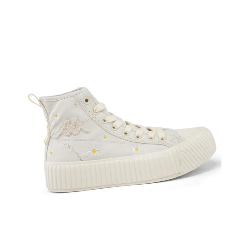 Kappa Label String Coverage Anti-Slip And Wear-Resistant High-Top Skateboard Shoes Women's Moon Gray-1
