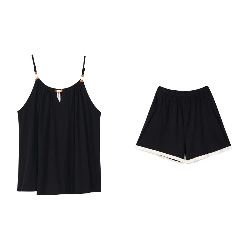 XUANZHITING Pajama Set Women's Black-0