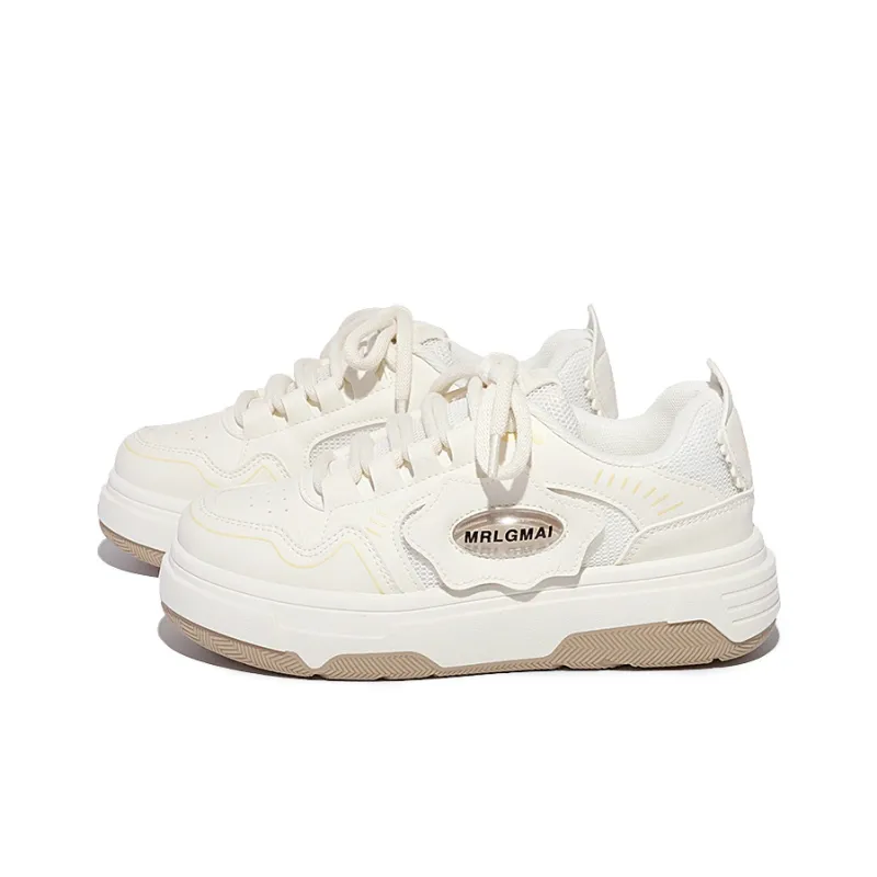 MKTKM Slip Resistant Water Resistant Cushioning Quick Dry Wear Resistant Balance Low Top Skateboard Shoes Women's Beige-4