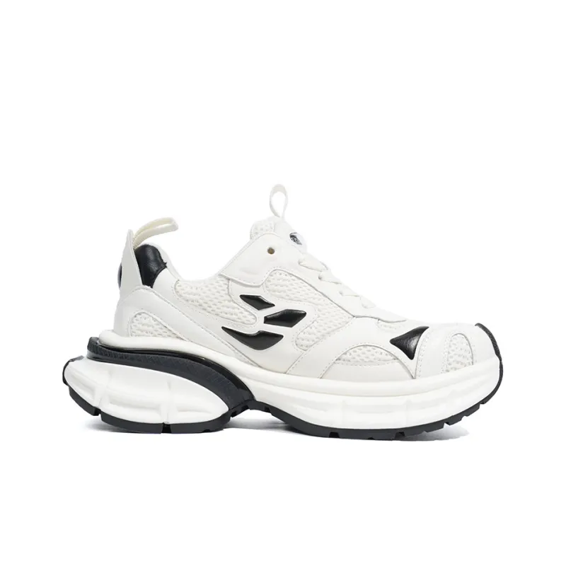 XIAOFAMIAO Chunky Sneakers Women's Low Top White/Gunmetal/Silver Gray-6