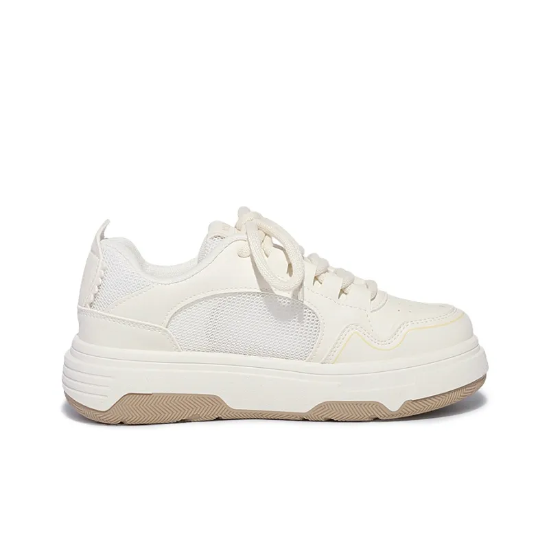 MKTKM Slip Resistant Water Resistant Cushioning Quick Dry Wear Resistant Balance Low Top Skateboard Shoes Women's Beige-1