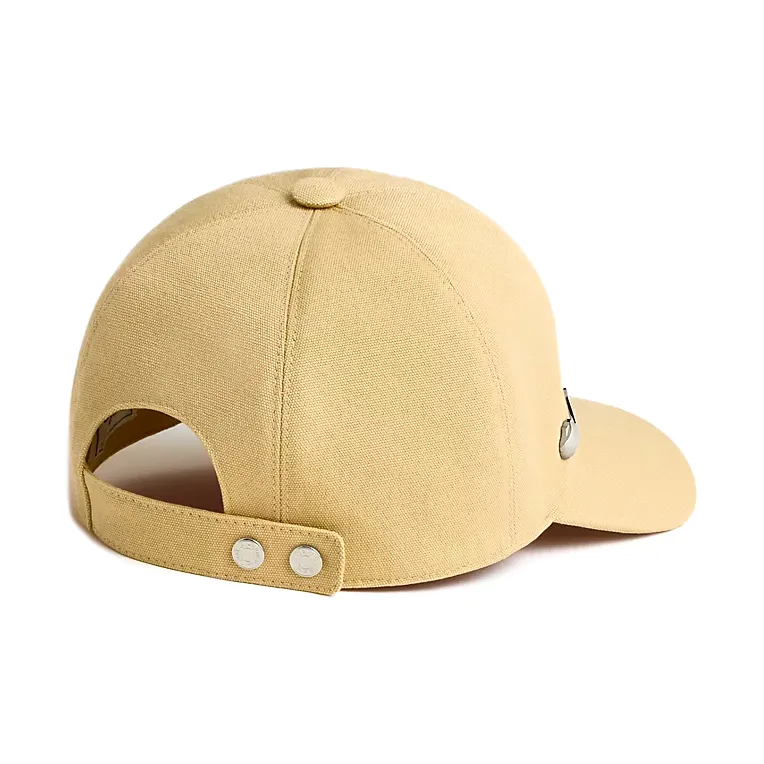 HERMES Cotton Canvas Baseball Caps Women's Yellow-1