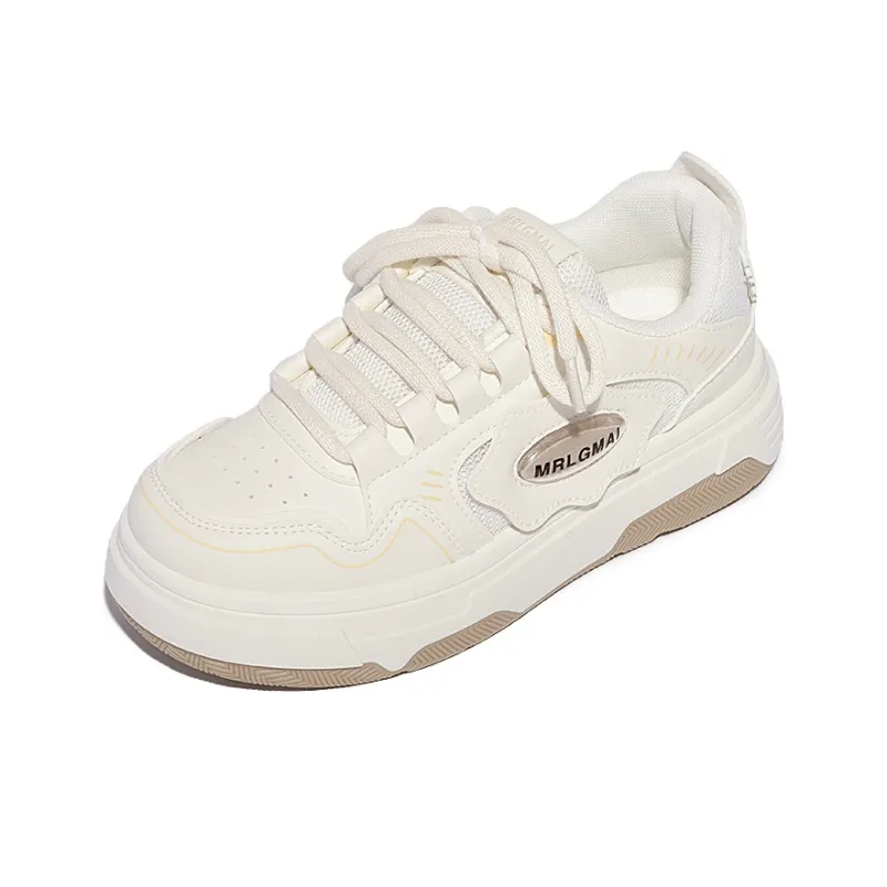 MKTKM Slip Resistant Water Resistant Cushioning Quick Dry Wear Resistant Balance Low Top Skateboard Shoes Women's Beige-2