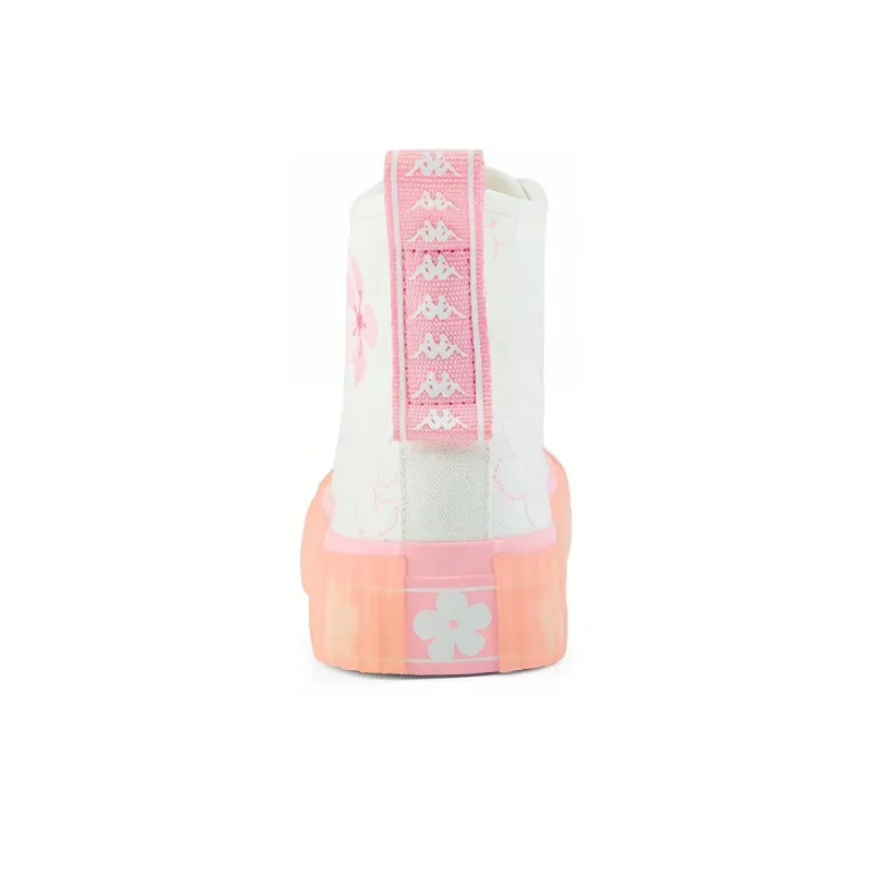 Kappa Anti Slip And Wear Resistant Lightweight Cushioning High Top Canvas Shoes Unisex White Pink-4
