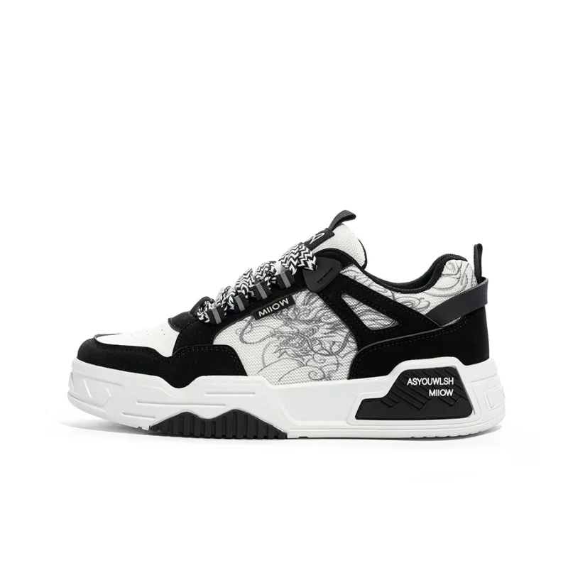 MIIOW Trend Party Series Skateboard Shoes Unisex Low Top Black White/Blue White/Burgundy-21
