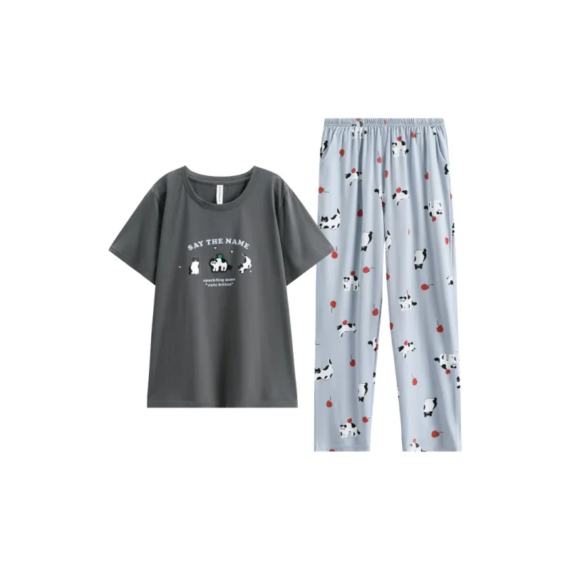 FENTENG Pajama Set Women's Vintage Gray-0