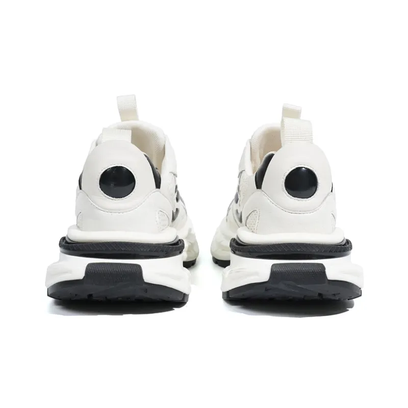 XIAOFAMIAO Chunky Sneakers Women's Low Top White/Gunmetal/Silver Gray-9