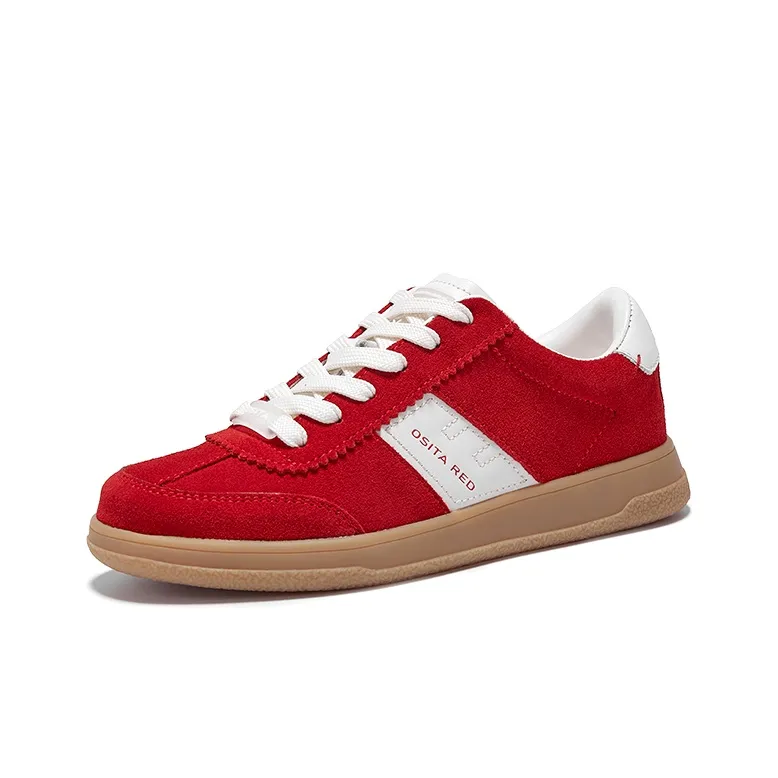 OSITA RED Anti Slip Wear Resistant Low Top Skateboard Shoes Women's Red-1