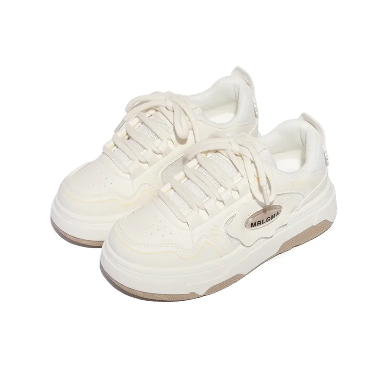 MKTKM Slip Resistant Water Resistant Cushioning Quick Dry Wear Resistant Balance Low Top Skateboard Shoes Women's Beige-3