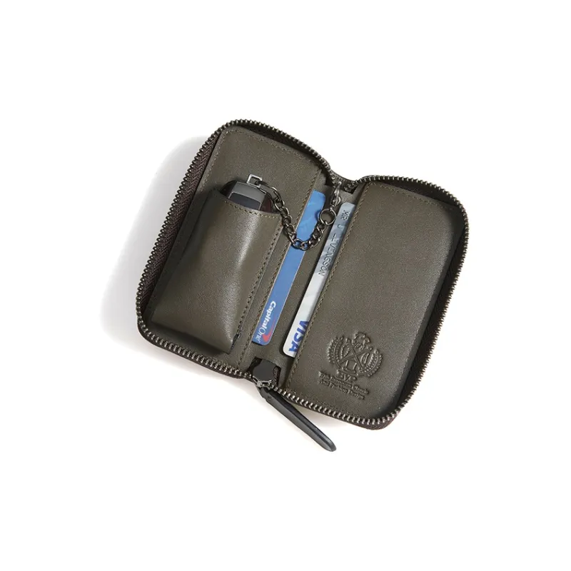 BVP Minimalist Style Genuine Leather Car Key Pouch Regular Unisex Vintage Green-2