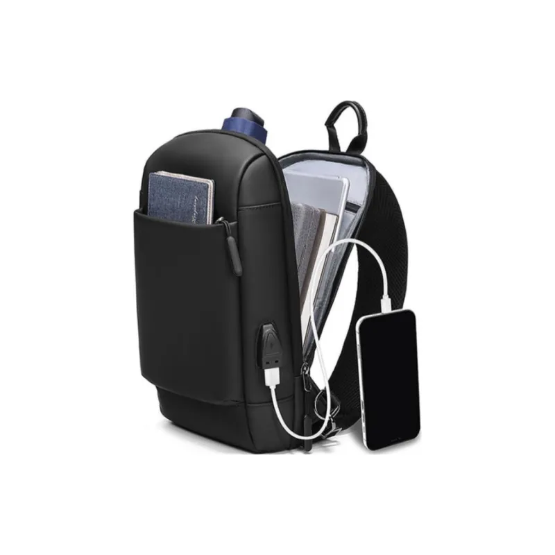 MingLu Membrana Dermalis Material Sling Bag Regular Unisex Black Gray Blue-4