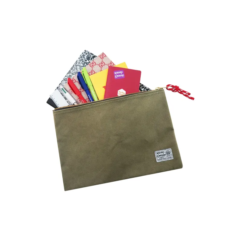 Rough Enough Canvas Information Bag Canvas Bag Storage Bag Clutch Regular Unisex Army Green-2