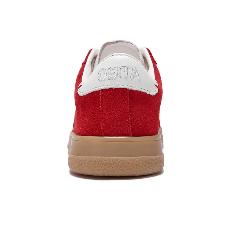 OSITA RED Anti Slip Wear Resistant Low Top Skateboard Shoes Women's Red-2