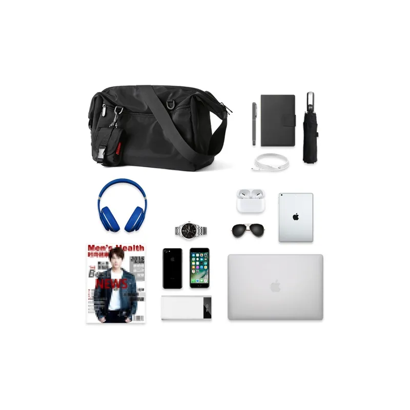 PESASRIE Oxford Crossbody Bag Men's Black-4