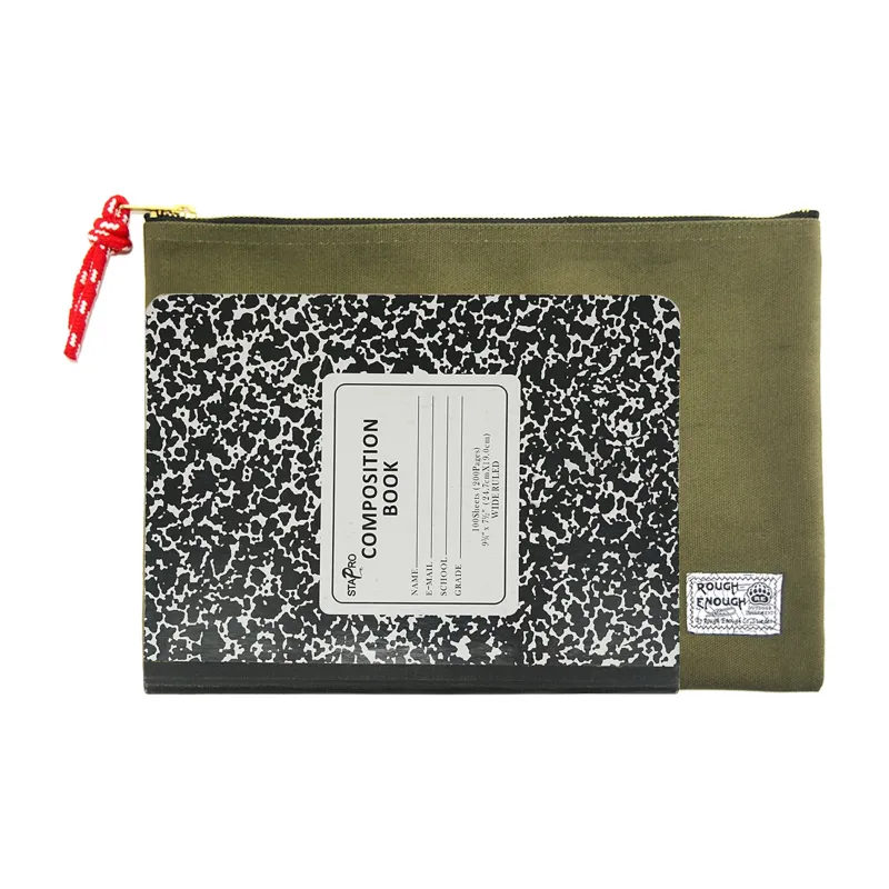 Rough Enough Canvas Information Bag Canvas Bag Storage Bag Clutch Regular Unisex Army Green-3
