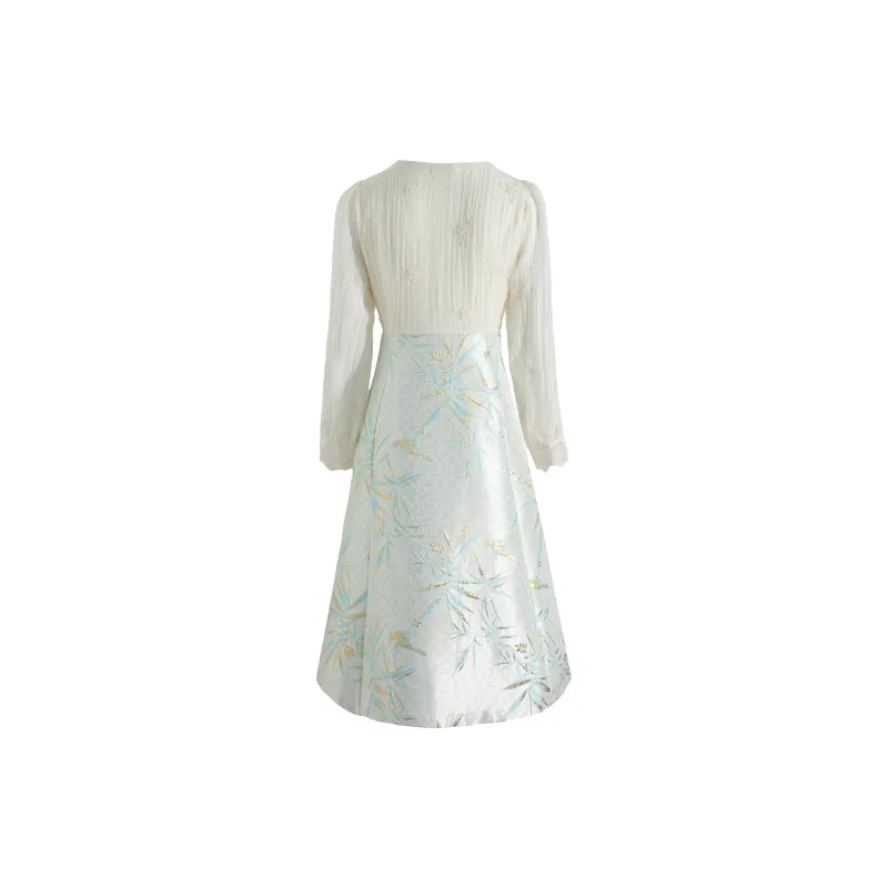 CPAURA Long Sleeved Dress Women's White-1